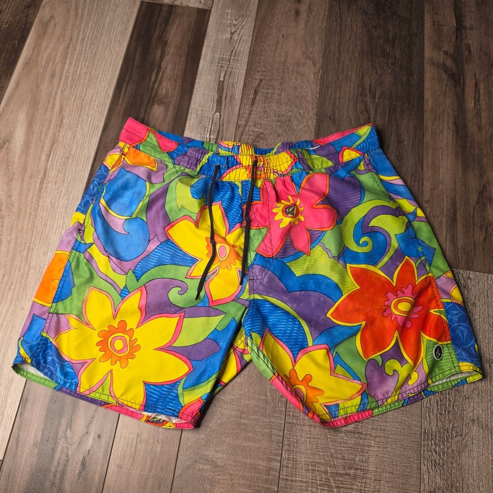 Volcom Board Shorts Mens XL Multi Color Floral Psychedelic Fun Tana A0811429